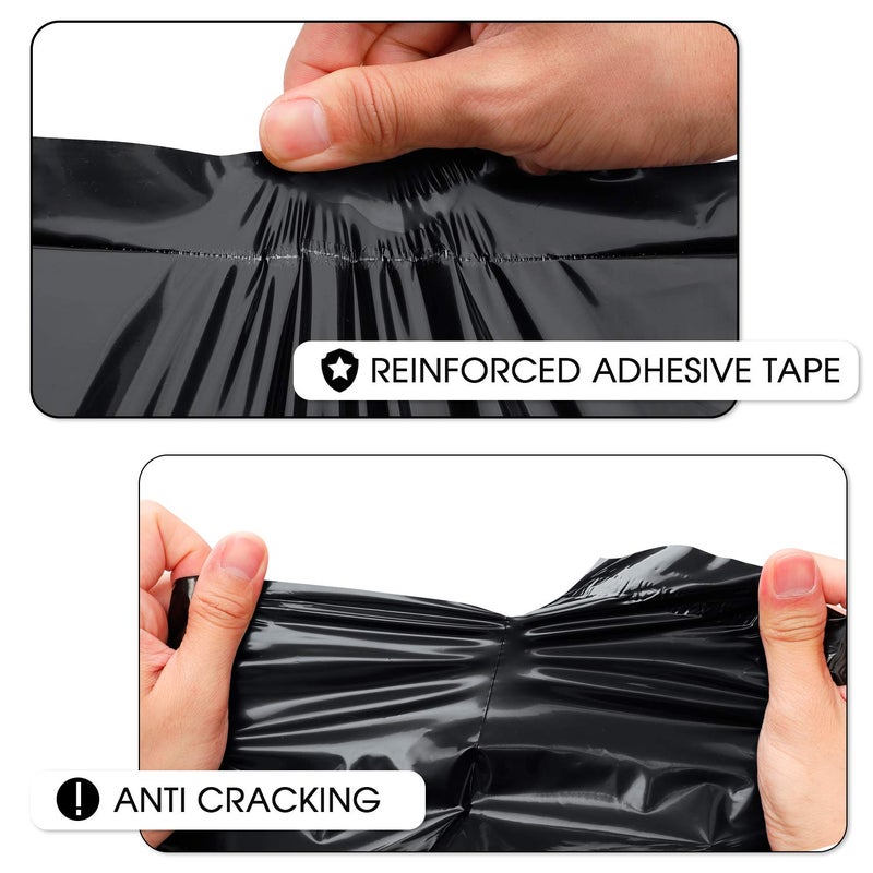 مترونيك Metronic Poly Mailers 12x15.5 مغلفات بريدية 100 حزمة أكياس شحن مع حقائب بريدية ذاتية اللصق مقاومة للماء ومقاومة للتمزق باللون الأسود - Image 2